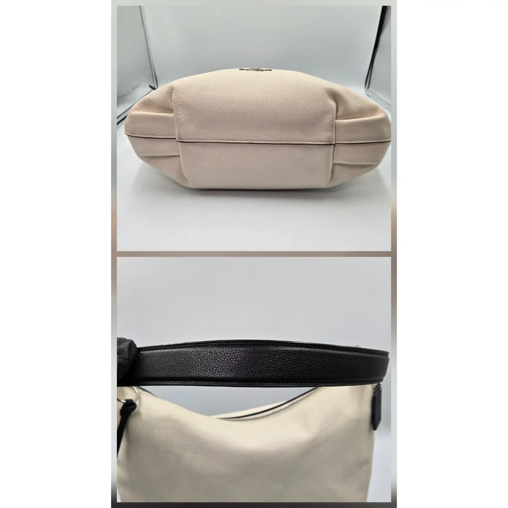 Coach Skylar Hobo Bag Chalk White Black Pebbled Leather Shoulder Bag